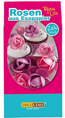 Dekoback Esspapier-Rosen, 8er, lila u. rosa