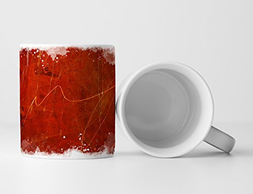 Eau Zone Design Abstrakt Tasse Geschenk rote Grundierung und hellrote Linie