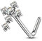 Tapsi´s Coolbodyart® Nasenpiercing L Stecker Gebogen Chirurgenstahl 316L Silber 6mm Zirkonia Kreuz
