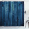 ABAKUHAUS Rustikal Duschvorhang, Holzbohlen Textur, Stoffliches Gewebe Badezimmerdekorationsset mit Haken, 175 x 220 cm, Blassblau Dunkelblau