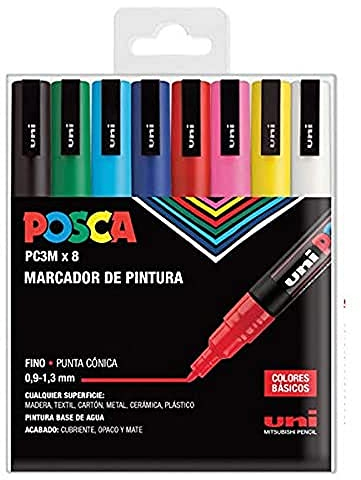 UNI Posca Set PC 3M Basic - 8 Filzstifte, A-1