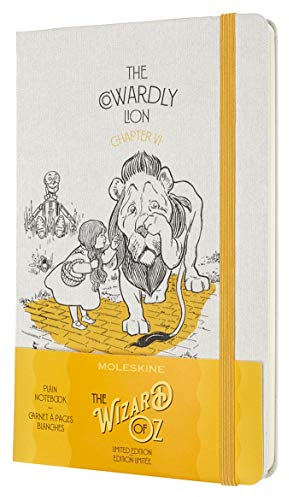 Moleskine - Taccuino in Edizione Limitata Il Mago di Oz, Notebook a Tema Leone Codardo, Layout Pagine Bianche, Copertina Rigida in Tessuto, Formato Large 13 x 21 cm, Colore Giallo, 240 Pagine