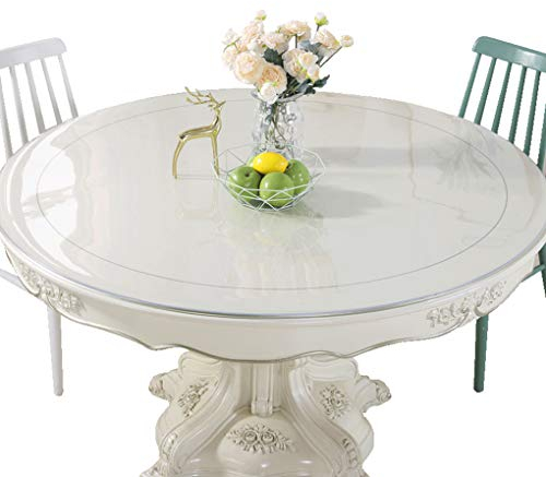 CIEEIN CIEHT Nappe Ronde en PVC Transparent Film de Protection pour Meubles Verre Souple étanche Facile à Nettoyer d'épaisseur 2.0mm 80 cm in Diameter