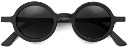 LONDON MOLE Eyewear | Moley Sonnenbrille | Runde Brille | Modemarke | UV400 Schutz | Herren Damen Unisex | Federscharniere |, Retro (schwarz)