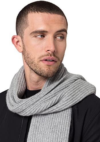 Style & Republic Herren Schal aus 100% Kaschmir | edler Männer-Schal aus feinstem Cashmere | Größe 196 x 28 cm (Hellgrau Melange)