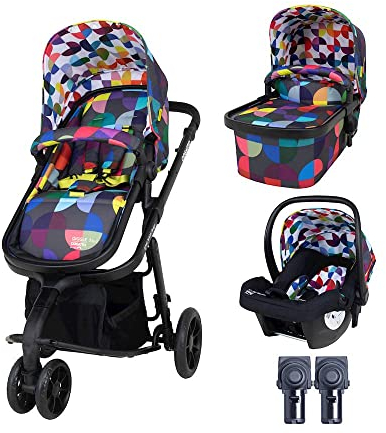 Cosatto Giggle 3 in 1 Kombikinderwagen, Ab Geburt bis 18kg, mit Babywanne, Sportsitz, Babyschale und inklusive Regenschutz, Kompakt faltbar (Kaleidoscope)