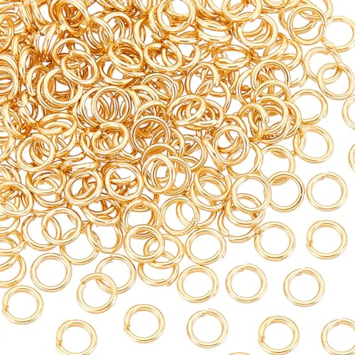 UNICRAFTALE Über 200pcs Gold Offene Sprünge Ring 18 Gauge Springen Ring Edelstahl Metall Jump Ring Schmuck Sprünge Ring Für DIY Schmuckherstellung 6mm