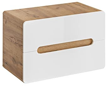 Mueble de Lavabo 80 cm Aruba White para Lavabo sobre encimera, Mueble de Lavabo Colgante, Color Blanco Brillo, Muebles de baño Modernos