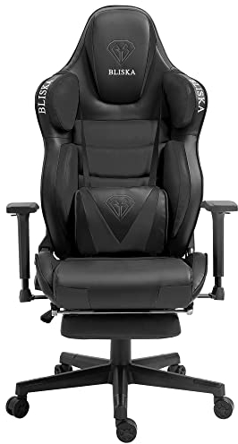 TRISENS Gaming Stuhl Chair Racing Chefsessel mit Sportsitz und ergonomsichen 4D-Armlehnen, Farbe:Schwarz