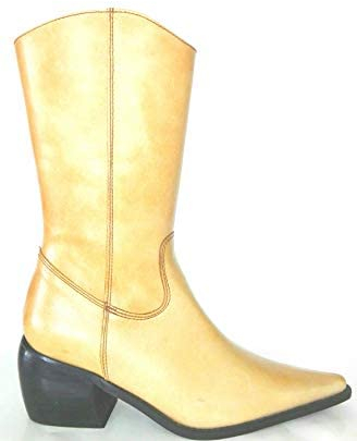 Matador 495967 Stivali in cuoio cowboy con cerniera di colore beige, tacco cubano, suola in gomma, CUOIO, 35 EU