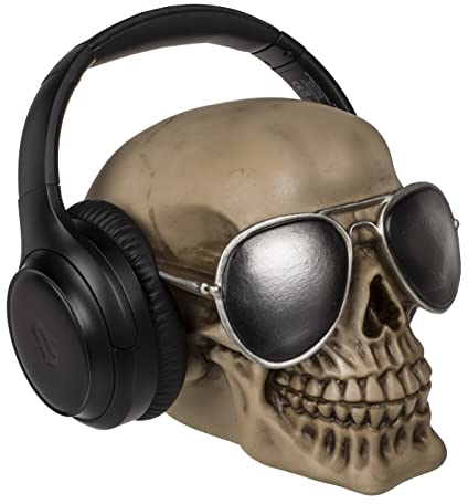 MIJOMA Headphone Stand Headphone Holder Decorative Head Decoration Resin 16 x 18 x 18 cm (Skull)
