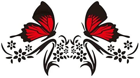 2 Stück Auto Aufkleber Motorhaube, MoreChioce Schmetterlings Blumen Autoaufkleber Grafik Autoseitenkörper Aufkleber Wasserdichte Karosserie Decal Dekoration für Auto SUV LKW Laptop,Schwarz Rot