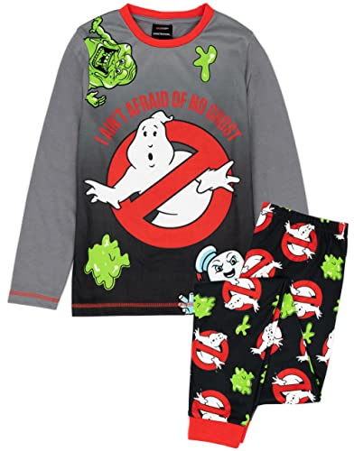 Ghostbusters Kids Pyjamas | Boys Girls Grey Black Ghosts T-Shirt Long Length Bottoms Pjs | Childrens Movie Merchandise