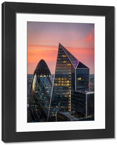 robertharding The Gherkin and Scalpel Framed Print, City of London Dusk - Modern Frame 22x18 (58x48cm) (24322772)