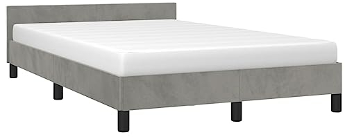 vidaXL Bettgestell mit Kopfteil, Bettrahmen mit Lattenrost, Bett Polsterbett mit Stützbeinen, Schlafzimmerbett Doppelbett, Hellgrau 120x200cm Samt