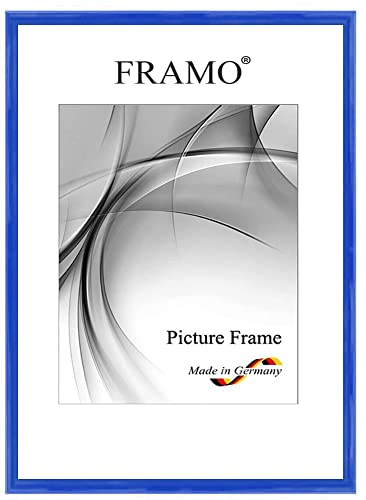FRAMO Holz Bilderrahmen Schmal 25 x 55 cm aus Massivholz | Hell-Königsblau Hochglanz | Farbe/Größe wählbar | Rahmen für Poster | Puzzle | Foto collage N°117