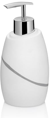 kela Seifenspender 300 ml Talus, Seifenspender weiß, Natursteinoptik, Pumpflasche, Spülmittelspender nachfüllbar