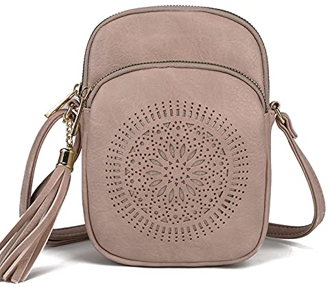 GLITZALL Sac à bandoulière petit sac à bandoulière avec poches multiples pour femme, Rose