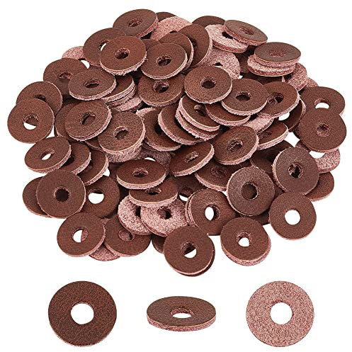 OLYCRAFT 100pcs Leather Handle Washers 2mm Thick Genuine Leather Spacer Washers Round Leather Washers Coconut Brown Knife Handle Washers for Knife Making Hobby DIY Art Crafts 15mm in Diameter