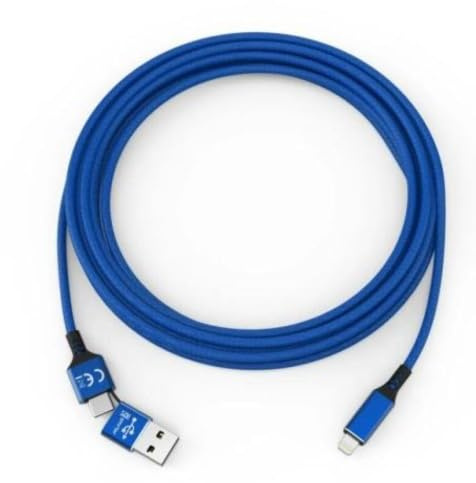 Smrter Nylon Speedy 2 in 1 Daten-& Ladekabel USB-A & USB Type-C™ Stecker, Lightning Stecker, 1,00m, blau