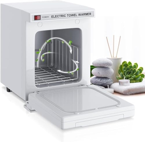 UPIKIT Armoire Chauffante pour Serviettes 5l, Mini Chauffe-Serviettes Professionnel, Chauffage Haute Température à 360 °, pour Soins du Visage, Beauté Spa, Massage par Tatouage,White