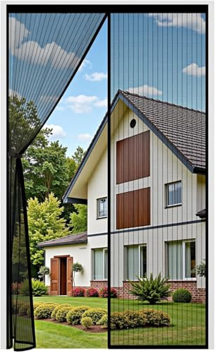 Auxmir Zanzariera Magnetica 120 x 250CM, Tenda Zanzariera Porta Ingresso Cortile, Allargamento Superiore Aggiornamento Anti Insetti Traspirante Chiusura Automatica con Rete Fine, Nero
