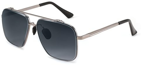 FEISEDY Retro 70er Jahre Sonnenbrille Vintage 80er Square Brille B4145 | für Herren Damen, Metallrahmen, UV400 Schutz