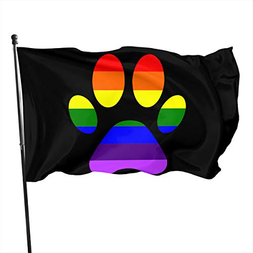 Außenbanner Hundepfote Mit Lgbt-Flagge, Fahne Witterungsbeständiges Flagge Lebendige Farbe Fahnen Für Außenbereich Draußen Aktivitäten 90X150cm