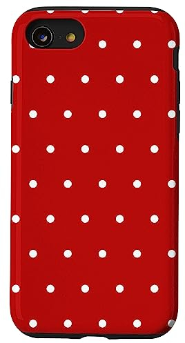 Schutzhülle, dunkelrote Handyhülle, rote und weiße Punkte Hülle für iPhone SE (2020) / 7 / 8
