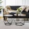 Round Coffee Table Set Of 2 Side Tables Wooden Surface With Robust Steel Frame For Living Room Decor Bedrooms Farmhouse Balconies - Rustic Brown And Black