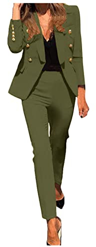MJGkhiy Completo Donna Elegante Cerimonia Tinta Unita Business Suit Set Due Pezzi Slim Fit Blazer Set Pantaloni e Giacca da Cerimonia Prom Party Outfit Casual Suit Tuta Elegante Donna Cerimonia Curvy