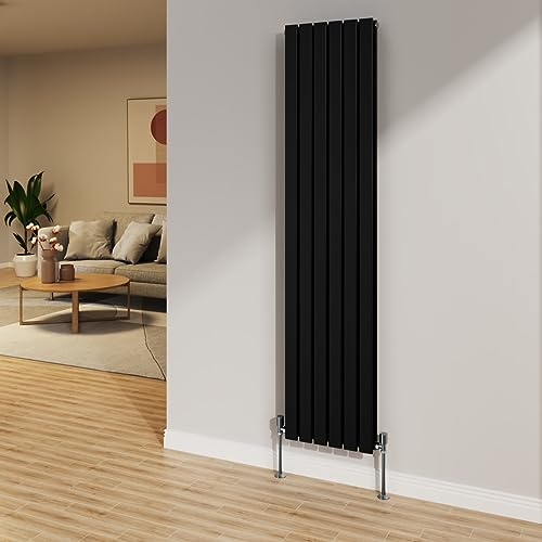 NRG 1800x408mm Black Radiator Vertical Flat Panel Bathroom Double Radiator | Central Heating Compatible, Designer Radiator, Wall Mounted, Mild Steel, Tall Radiator, for Living Room, Kitchen, Bathroom