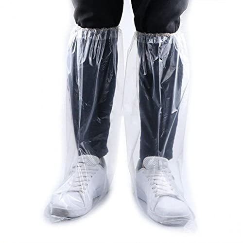 Tsffae 20 Pares De Cubiertas Desechables De Plástico para Botas, Cubiertas Impermeables para Zapatos, Protectores De Pies Antideslizantes Y Resistentes Agua para Viajes Y Deportes Aire Libre