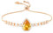 Linawe Citrine Crystal Yellow Imitation Diamond Charm Bracelet, Rose Gold Chain Bracelets for Women, Rhinestone Birthstone Cubic Zirconia Bracelet, Prom Costume Wedding Dainty Jewellery