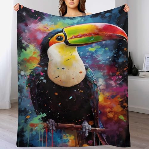 Fleecedecke Tukane, Kuschelweiche Flauschige Fleece Decke Für Couch, Sofa, Bett, Verdickte Warme Decke, Plüsch-Mikrofaserschläfchendecke,（140×180cm）