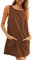 SotRong Damen Cord Overall Kleid Rundhals A-Linie Rock Elegante Herbstkleid Tall Pullover Knielang Ärmellos Minikleid Latzhose mit Taschen Braun L