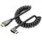 Komost Mini HDMI to HDMI Coiled Cable - 6.6Ft V2.0 Ultra HD 4K 60Hz, 1080p, 3D Mini HDMI to HDMI Cable for Projector, Monitor, Camcorder - Flexible Coiled Mini HDMI Cable (Left)
