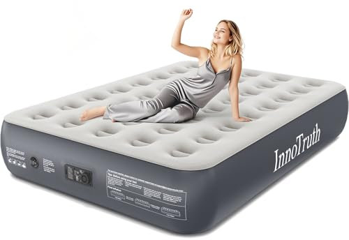 InnoTruth Colchón de Aire Completo con Bomba integrada, Comodidad elevada de 13 Pulgadas, Cama Inflable Duradera para el hogar e Invitados, fácil instalación, Ideal para Viajes y Camping, Gris Oscuro