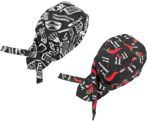 QEXUJOW Gorros de punto para hombre Gorro de cocinero para niños, gorro de cocina, conjunto de gorro de cocinero ajustable, adecuado para el hogar, cocina, restaurante (2 piezas)