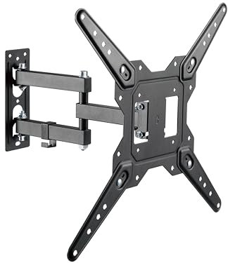 PureMounts Supporto a parete per TV, supporto universale inclinabile e girevole con braccio articolato, VESA massimo 400x400 mm, per monitor TV piatti e curvi da 23-55 pollici fino a 30 kg, nero