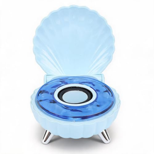 Bluetooth Speaker with Colorful Night Light, Unique Seashell Shape Small Stereo Speaker, 1200mAh for Bedroom Table Decoration