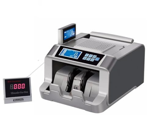 Contador y detector de Billetes falsos de Denominación Mixta Maquinas para Contar Billetes Mixtos con 8 Veces. Preciso EUR, USD, GBP Cuenta 1000 Billetes por minuto. Detección UV, MG, MT, IR.