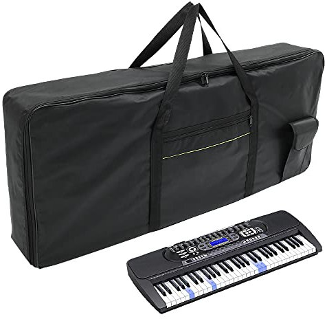 Foppla Bolsa para teclado de 61 teclas, bolsa de almacenamiento para piano de tela Oxford, bolsa de órgano electrónico impermeable con asa de transporte para el hogar al aire libre, Black, Funda para