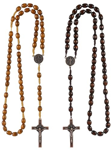 JOZMMZEOOA 2 Piezas Collar Rosario Cruz Católica,Rosarios