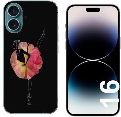 Generico Cover compatibile con Cover Apple Iphone 16 Danza Che Passione Ballerina con Tutù di Rosa/Gel di silicone morbido TPU