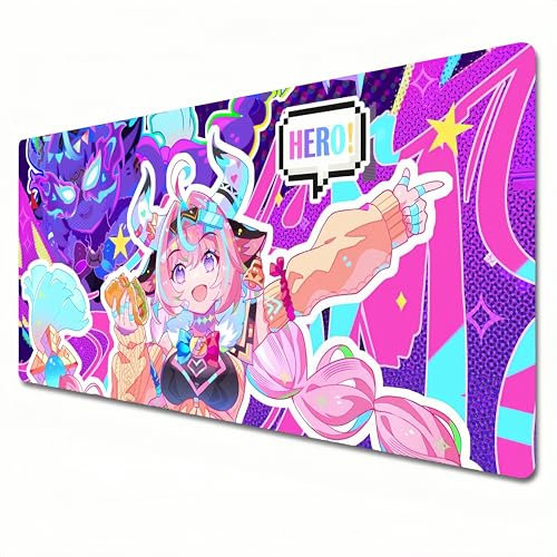 ORVCVGLB Genshin Impact Mauspad, XXL-RGB-Gaming-Mauspad, 900 x 400 cm, geeignet für Tastatur-Pads und Schreibtischunterlagen für Heimbüro. Varesa (XXL)