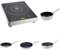 Buffalo Touch Control Induction Cooking Set - Single Induction Hob (3kW) with Non-Stick Induction Flared Sauté Pan 20cm & 24cm, Non-Stick Teflon Induction Frying Pan 20cm & 24cm