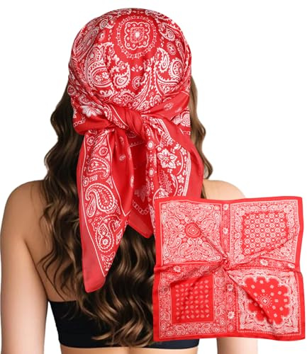 Sumolux Kopftuch für Damen, Satin, Seide, Schal, Bandana, Haarwickel, Nacht, groß, quadratisch, 69,8 cm