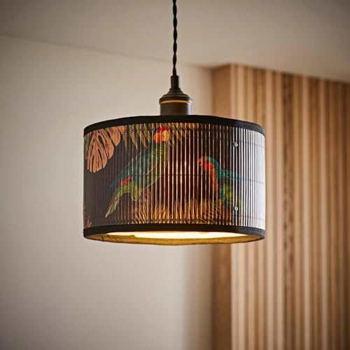 ValueLights | Small Dark Jungle Bamboo Drum Ceiling Lamp Shade and Bulb | Ceiling Lights, Home Décor & Improvement Essential