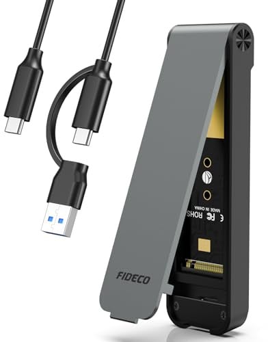 FIDECO M.2 NVMe SSD Gehäuse, USB 3.2 Gen 2 (10Gbps) M.2 NVMe USB Adapter, Sandwich-Stil-Design, Werkzeuglose Installation, Unterstützt UASP und Trim (Grau)